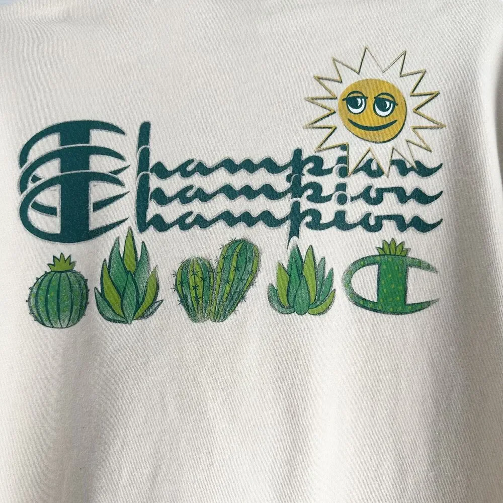 Champion Graphic T-Shirt Men's Medium Beige Cactus Sun Cotton Desert Southwest - Picture 4 of 8